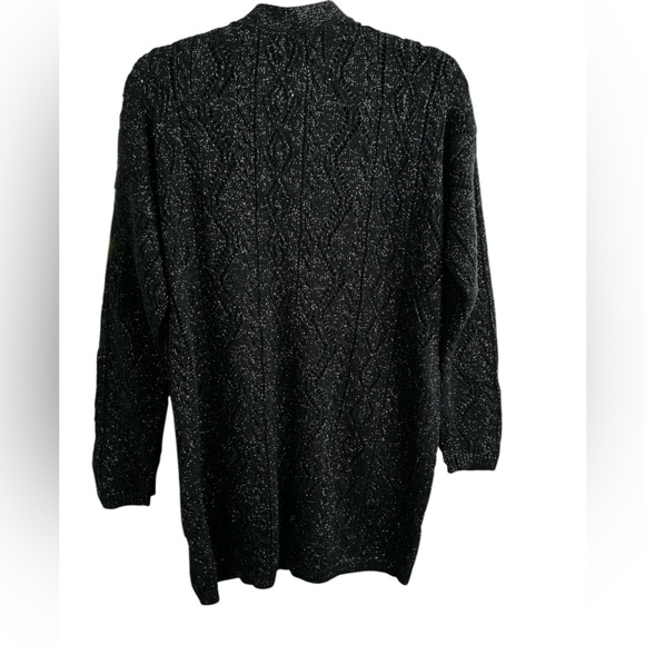 Free People New Romantics Sweater Black Sparkle Cardigan Oversized Small Petite - Picture 4 of 12
